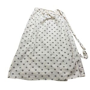 LOFT Beach Linen‎ Blend Midi Wrap Skirt Geometric Print Beige Black Size M